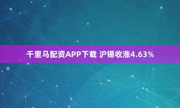 千里马配资APP下载 沪锡收涨4.63%